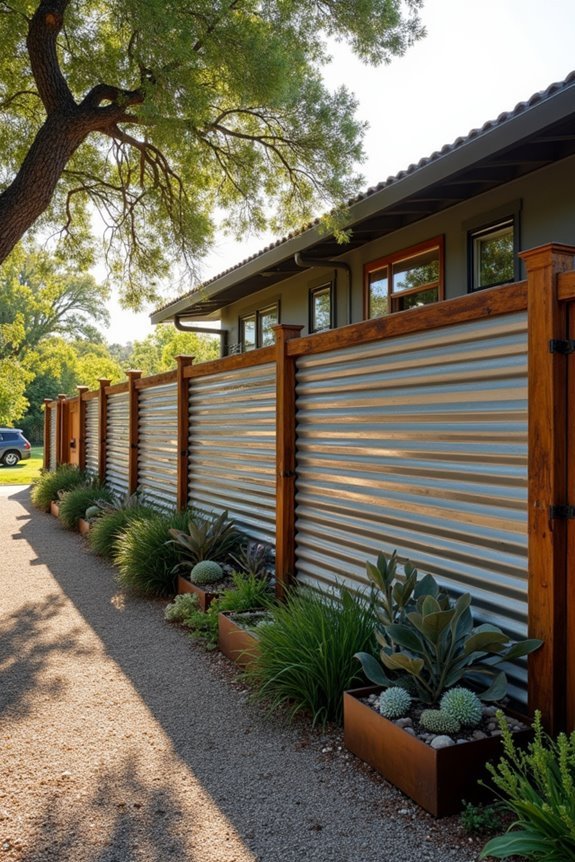 rustic industrial metal fencing
