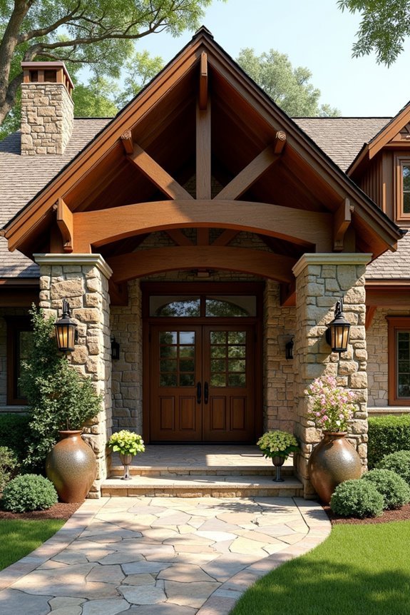 rustic masonry column canopies