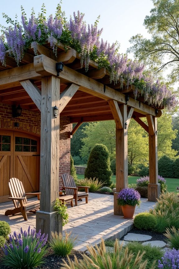 rustic timber pergola construction