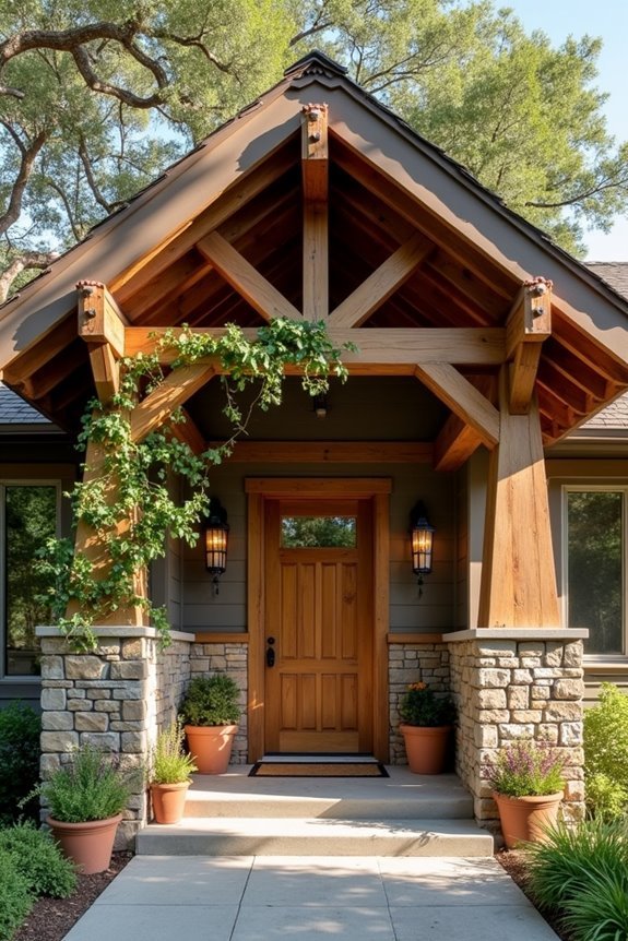 rustic wooden entrance canopies