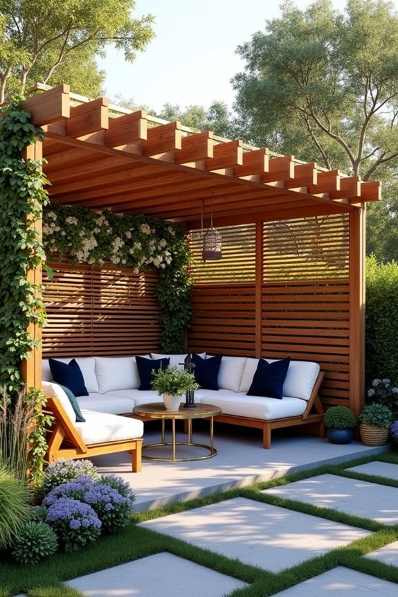 secluded pergola with screens