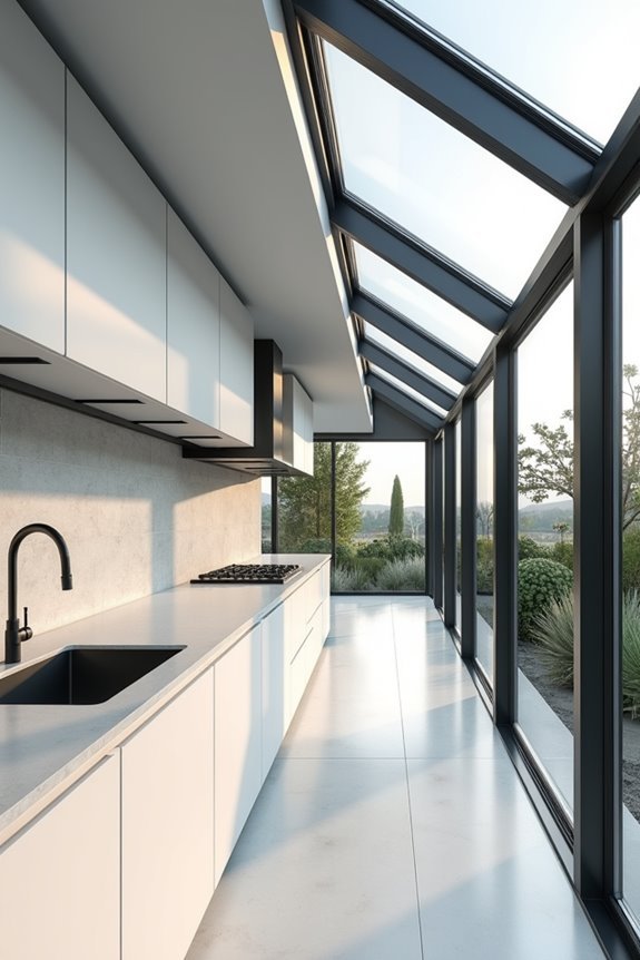 sleek minimalist kitchen windows
