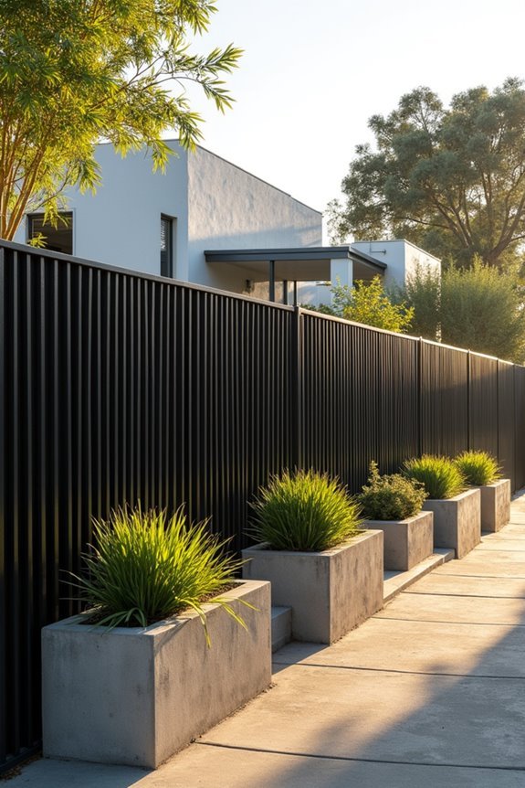 sleek steel slat fencing