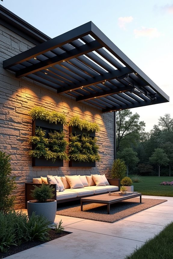 space efficient wall mounted pergolas