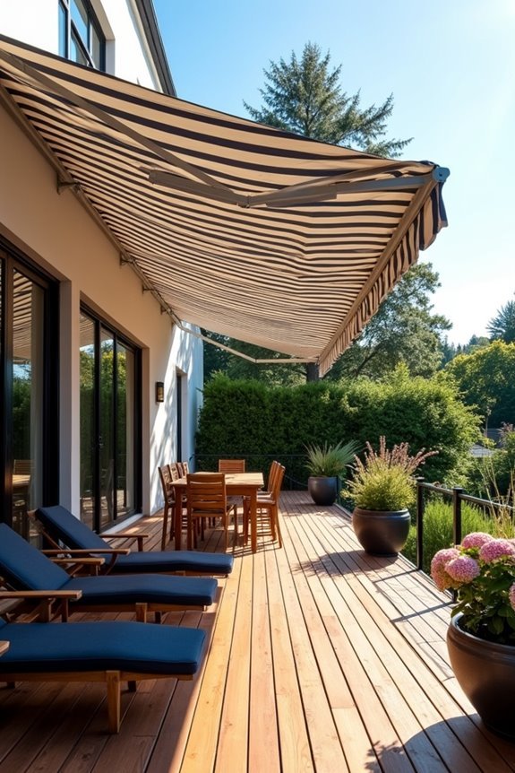 striped canvas shade management