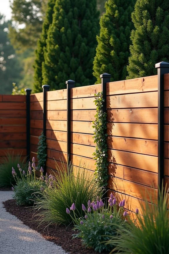 sturdy stained wood fencing