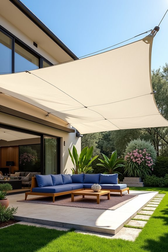 suspended shade structure installation