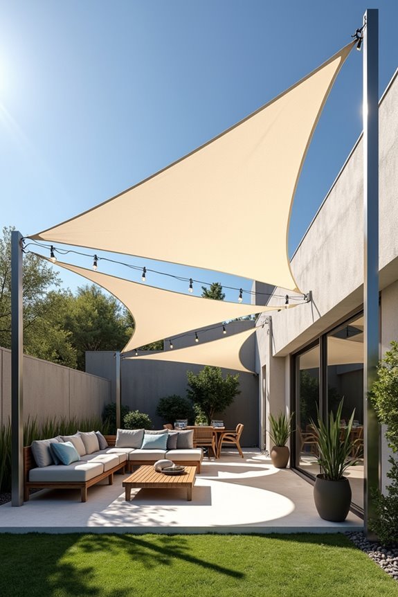 tensioned shade sail installation