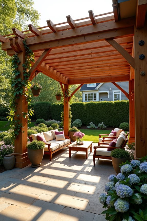 timber beams provide shade