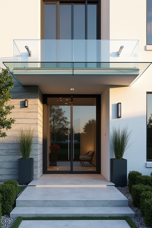 transparent glass entry canopies