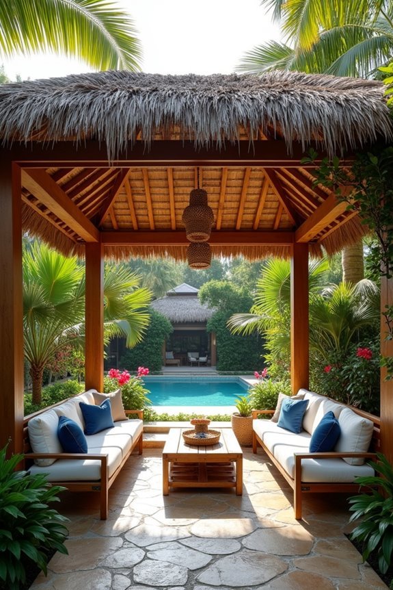 tropical palm frond installation