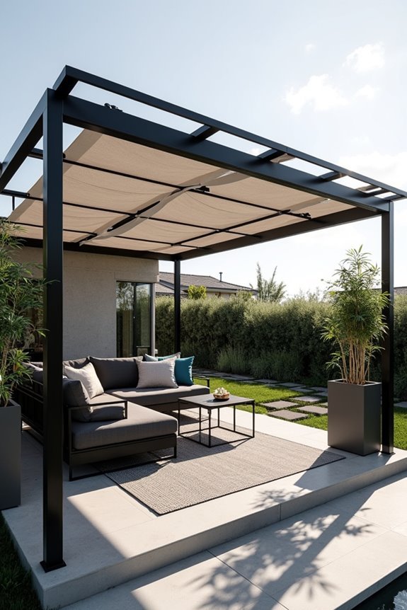 unobstructed metal pergola design