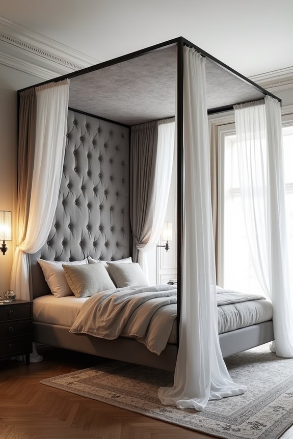 upholstered headboard canopy integration