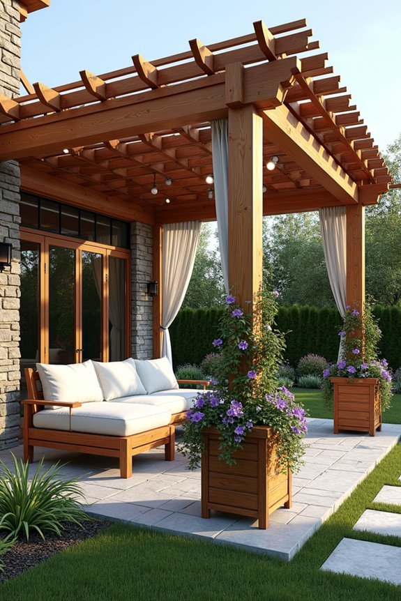 vertical planters for pergola