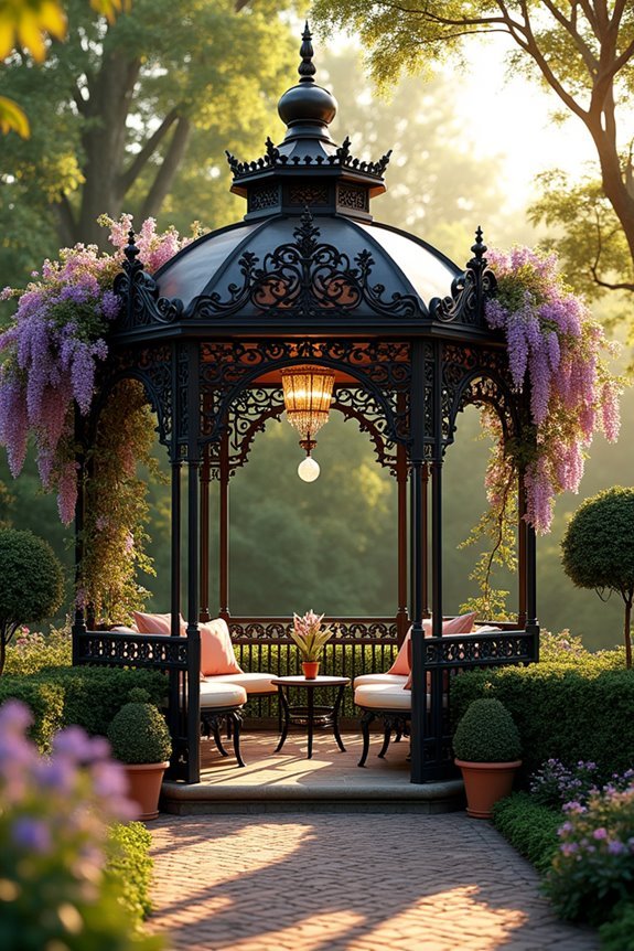 victorian ornate ironwork gazebo