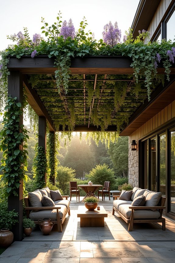 vine covered structural pergolas