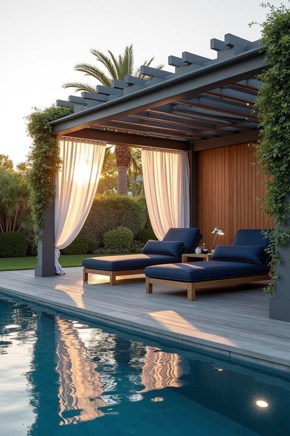 water resistant poolside pergola design