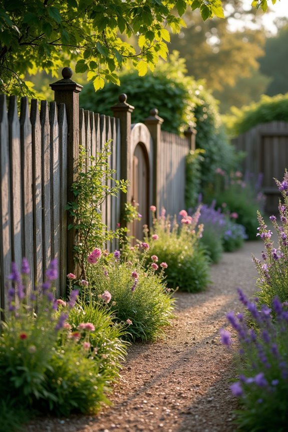 weathered picket garden fencing